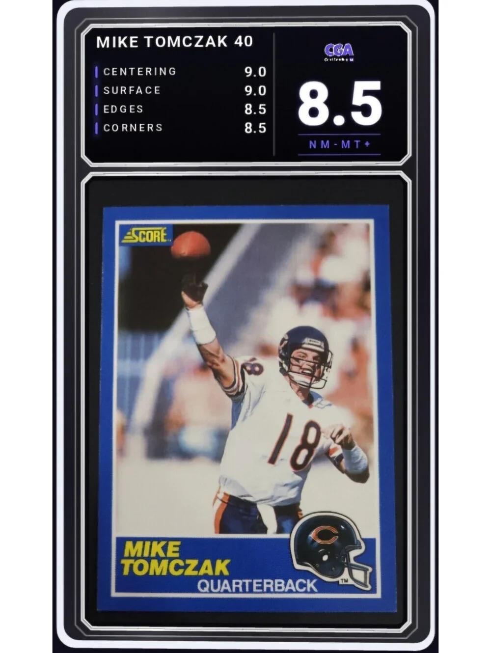 1989 Score Football #40 Mike Tomczak Chicago Bears NFL Card - 8.5 Digital Grade